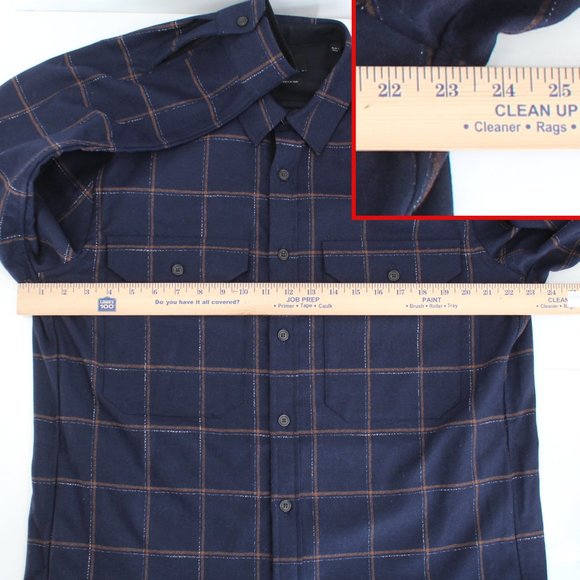 Vince Wool Blend Crosshatch Windowpane Classic Fit Button Down Shirt Jacket XL - Picture 10 of 16
